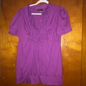 Women ruffle vneck top blouse plus size 1x